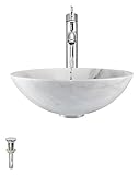Mr Direct 850ホワイトGranite容器シンク浴室Ensemble 718 シルバー 850-W-718-C