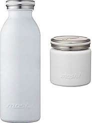 【セット買い】水筒 真空断熱 スクリュー式 マグ ボトル 0.45L ホワイト mosh! (モッシュ!) & フードコンテナ 真空断熱 フードポット 0.3L ホワイト mosh! (モッシュ!) DMFP3