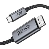 【双方向伝送】USB C DisplayPort 2.1 変換ケーブル 2m 16K@60Hz 8K@240Hz 4K@240Hz DP 2.1規格 80Gbps 16K DP to USB C ケーブル Thunderbolt 5/4/3対応 MacBook Pro/Air, iPhone 16/15, iPad, グラフィックボード, モニター対応 アルミシェル 高耐久ナイロン編み