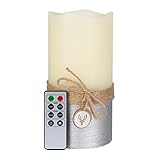 cozeyat Real Wax AA電池式フレイムレスキャンドルライトwith Remote andタイマーシルバーDecorated（バッテリは含まれません）