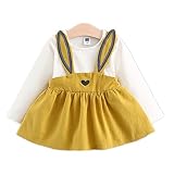 CozyAge(コージーエージ)子供 女の子 ロリータ系 ワンピース 可愛い ピンク うさぎ 兎耳 長袖,100CM,Yellow