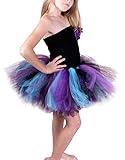 xuguozhu リングガールドレス　tutu ワンピース　チュチュドレス　チュール　ミドリフトップ　ブラック編む網切り替えチュールワンピース　欧米風　コサージュ コスチューム　孔雀をモチーフにする　