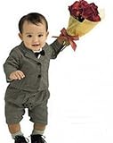 Shop XJ 結婚式 赤ちゃん 男の子 ロンパース フォーマル (グレー　90cm)