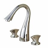 Senlesen Deck Mounted Three Holes Double Handle Gooseneck Basin Vanity Mixer Faucet, Polished Chrome
