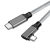 Type C to Type C ケーブル L字 1m Popolier 【20Gbps高速データ転送 /100W急速充電PD対応 /4K@60Hz映像出力 】USB 3.2 Gen2x2 USB-C to USB-C ケーブル USB 3.2/3.1など下位互換あり スマートフォン、タブレット、ノートパソコンのタイプｃ機種に対応 (グレー)