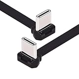 CY USB-C タイプC - USB-C 超薄型フラットパワー USB2.0 データケーブル アングルコネクタ 65W 急速充電 ノートパソコン タブレット スマートフォン用 (20cm)