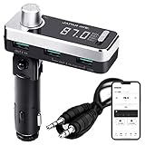 JAPAN AVE.(ジャパンアベニュー) 意匠取得 FMトランスミッター Bluetooth 5.0 (ATSチップ搭載) 急速充電 USB ×3口 / AUX IN・OUT 2way 有線接続 / 12-24V カーチャージャー シガーソケット SmartBC アプリ 無償提供 JA996