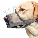 NyyGlykys 犬 口輪 犬用マズル 無駄吠え防止グッズ 家具噛み防止 拾い食い防止 傷舐め防止 犬用マズル 通気 メッシュ マズルガード メッシュ犬のマスク 犬用口輪 小型犬 中型犬 大型犬用 犬用訓練用品 (グレー, M)