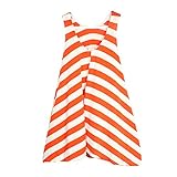 Tovadoo 子供ワンピース キッズ 女の子 ベビー 赤ちゃん ストライプ オールインワン 子供服 ナチュラル 無袖　ノースリーブ 水着 海水浴 練習用 部屋着 ビーチウエア (Orange, 10