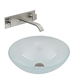 VIGO White Frost Vessel Sink and Titus Wall Mount Faucet with Pop Up, Brushed Nickel [並行輸入品]