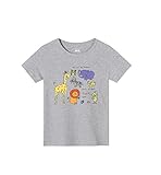 高品質のコットンキッズTシャツラウンドネックTシャツボーイ動物柄17 『』グレー