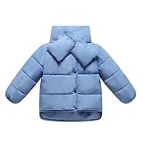 子供服　冬　ダウンジャケット　マフラーつき　保温性よく　厚くする　ファッション　軽快　着心地良い　ブルー　130cm