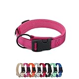 Cpovos 犬首輪 犬の首輪 3M反射 メッシュ おしゃれ 通気性 調節可能 夜間反射 バックル式 軽い 柔らかい 丈夫 小型犬 中型犬 大型犬 柴犬 秋田犬 犬猫用 ペット用品 (ピンク, S)