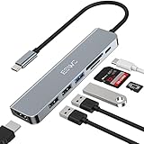 JESWO USB Cハブ USB Cアダプター 7イン1 4K HDMI出力 USB 3.0 2 USB-A SD/TFカードリーダー 100W PD USB Cドングル MacBook Pro/Air iPad Pro Dell XPS More Type Cデバイス用