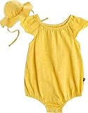 [Vaenait Baby]100%綿ベビー服女の子ロンパース肌着ボディスーツカバーオール帽子付きCupid Yellow L