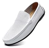 [シェリーラヴ] メンズ ドライビングシューズ ビジネスシューズ 本革 ローファー スリッポン モカシン 軽量 カジュアル デッキシューズ-ホワイト-44 27.0 cm
