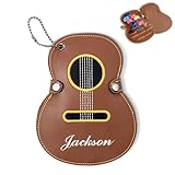 CALLIE ギターピックケース 17スロット付き カスタムネーム ギター型ギターピックホルダー ピック収納バッグ ギター愛好家向け