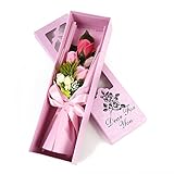 fleurmelody フラワーギフト ソープフラワー 光触媒 バラ５本 花束 アレンジメント So-5 (ピンク)