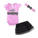 Mud Kingdom Cute Thanksgiving Baby Girl Outfits 9-12 Months Clothes Sets Crown Princess 12M Pink [並行