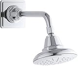 KOHLER 45417-CP Pinstripe Single Function Wall Mount Showerhead with Katalyst Air Induction Spray, 2