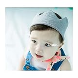 欧米風 秋冬スタイル キッズファッション ベビー 赤ちゃん 男女 クラウン 空頂帽 ニット帽 (グレー)