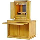 仏縁堂ブランド：仏壇・仏壇台上下セット【ミニモダン仏壇・未来15号LB＋仏壇台・花見月】ライトブラウン色