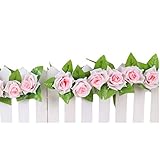 ローズ人工花ロマンチックな花のつるフェンスウェディング家の庭の装飾-紅梅色