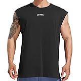 [VUNIANKO] タンクトップ メンズ 100%コットン トレーニングウェア ノースリーブ 筋トレ ジム 吸汗 Tシャツ インナー ロングTシャツ カットソー (XL, Aブラック)