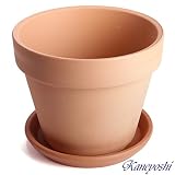 KANEYOSHI 鉢 陶器 植木鉢 素焼き鉢 8号 【受皿付き】