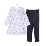 90386 NISHIKI[ニシキ]マタニティパジャマ 授乳口付き 長袖 前開き ロング丈 ウエスト調整機能付きパンツ 春向き 秋向き ダンボールニット素材 入院用 産前 産後 出産準備 レディース マタニティウェア 部屋着 かわいい mata 【A:ﾌﾞﾙｰﾊﾞﾙｰﾝ】