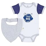 Snugabyeベビー男の子ボディスーツとバンダナよだれかけセットホワイト、グレー、ロイヤルブルー カラー: グレー