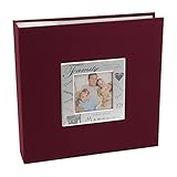 BorderTrends Deluxe Family 200-Pocket Fabric Photo Album, Burgundy by BorderTrends