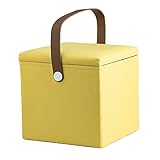 収納スツール 折畳み収納スツール 収納ベンチ 四角型茶卓 ソファースツール オットマン 足置き台 ローベンチ ソファーサイド 新生活 size 30x30x30cm (イエロー)