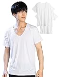 [Duerfusa] インナーシャツ半袖 メンズ 【冷感指数Q-MAX0.4】2枚組 Vネック 白 吸汗速乾 超ストレッチ 抗菌防臭 ビジネス ワーク スポーツ 次世代肌着 夏(ホワイト/2枚組/M)