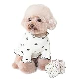 PetGround 犬服 ハートロングスリーブ 春 夏 かわいい 長袖 犬の服 女の子 春夏 秋冬 防虫 小型犬 中型犬 猫 ペット用品 (ベージュ, L)