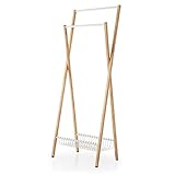 ハンガーラック 木目調 スチール 2段タイプ ワイヤーラック付き 収納ラック ラック コンパクト幅65cm ナチュラル/ホワイト