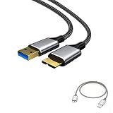 Ginhkok USB3.0 ケーブル Micro B ハードディスク ケーブル USB タイプAオス - マイクロBオス 高耐久性 5Gbps データ高速転送 外付け HDD/SSD デジタルカメラ などに対応用 (0.5m)