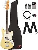 Fender Player II Mustang Bass PJ - ポーラーホワイトバンドルハードケース、ストラップ、ストリングス、ピック、オースティンバザールインストラクションDVD付き