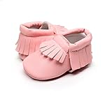 AngelaKerry 幼児の赤ちゃん 春秋タッセル PU ファーストシューズ ベビー靴 11CM(3-6月) ライトピンク [並行輸入品]