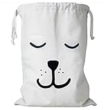 Mille Ti Rana 犬顔 おもちゃ 片づけ バッグ 洗濯物 収納 袋 ランドリーボックス (おやすみ)