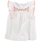 OSHKOSH(オシュコシュ) エンブロイダードラッフルスリーブトップ アイボリー トップス半袖Tシャツ 6ヶ月【並行輸入】