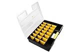 SE 87322DB 26 Compartment Plastic Storage Box with Adjustable Sections, 18" x 12" x 3"/Large, Black/