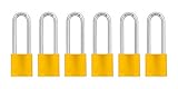 ABUS 72 / 40アルミ安全南京錠イエローKeyed Alike – Longシャックル( 3 " ) – 6パック