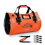 Tacx ツーリングバッグ バイク シートバッグ 防水バックバッグ 48L 専用固定ベルト・ショルダーベルト付き TAX927 オレンジ