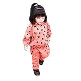 歌を愛する　幼児のキッズベビー少年少女スタープリント 一式の上のTシャツ・ロングパンツ衣装セット (90, ピンク)
