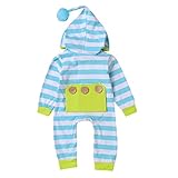 MIOIM かわいい ベビー服 長袖 赤ちゃん 肌着 カバーオール ストライプ ロンパース 男の子 女の子 出産祝い パーカー 帽子付き