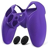 PlayVital Ninjaエディション ps5コントローラーに対応用シリコンカバースキン、ps5対応用ソフト保護カバー、保護カバー付けたまま充電ステーションにもフィットします【紫】