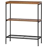 不二貿易 シェルフ 3段 レアル 高さ95cm アイアンスチールxウッド ブラウン 10838