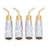 24K 金メッキ スピーカー ターミナル用プラグ ピンプラグ 2 mmピン型オーディオバナナプラグ スピーカーケーブルバナナクリッププラグ DIYスピーカー端子 オーディオケーブル端子プラグ ターミナル用プラグ ピン型純銅金メッキスピーカープラグ 4本セット (4本セット)