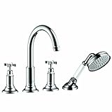 Axor 16544001 Montreux 4 Hole Roman Tub Trim with Cross Handle in Chrome [並行輸入品]